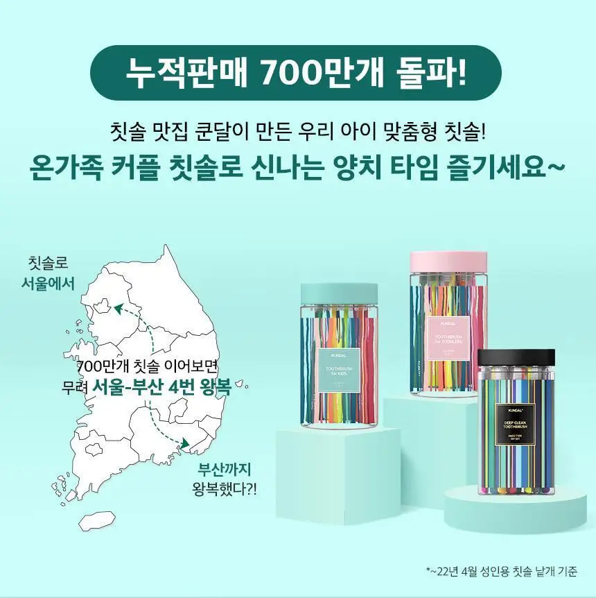 [대용량] 쿤달 딥 클린 초극세모 어린이 칫솔 12개입 세트 상세페이지 2